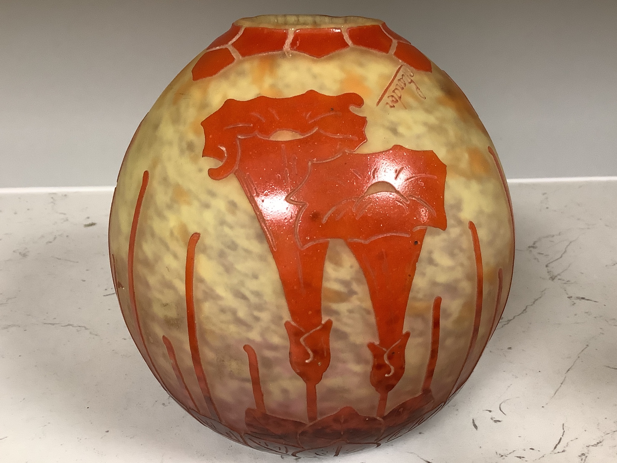 A Charder cameo glass vase